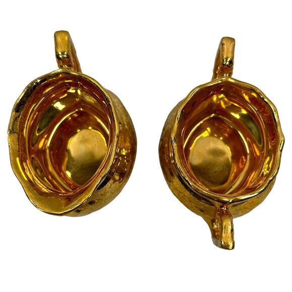 Vintage Lady Hamilton Cream Sugar Creamer Lot of 2 Warranted 22k Gold Plated - Picture 5 of 10